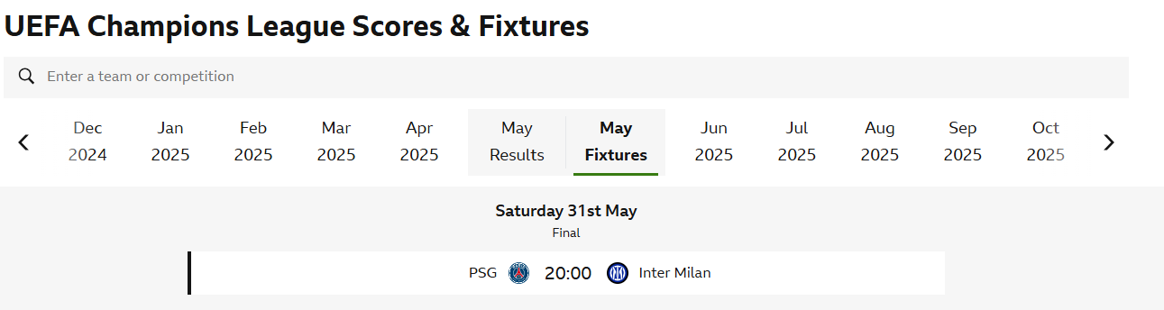 ตารางผลบอล UCL แบบเรียลไทม์
